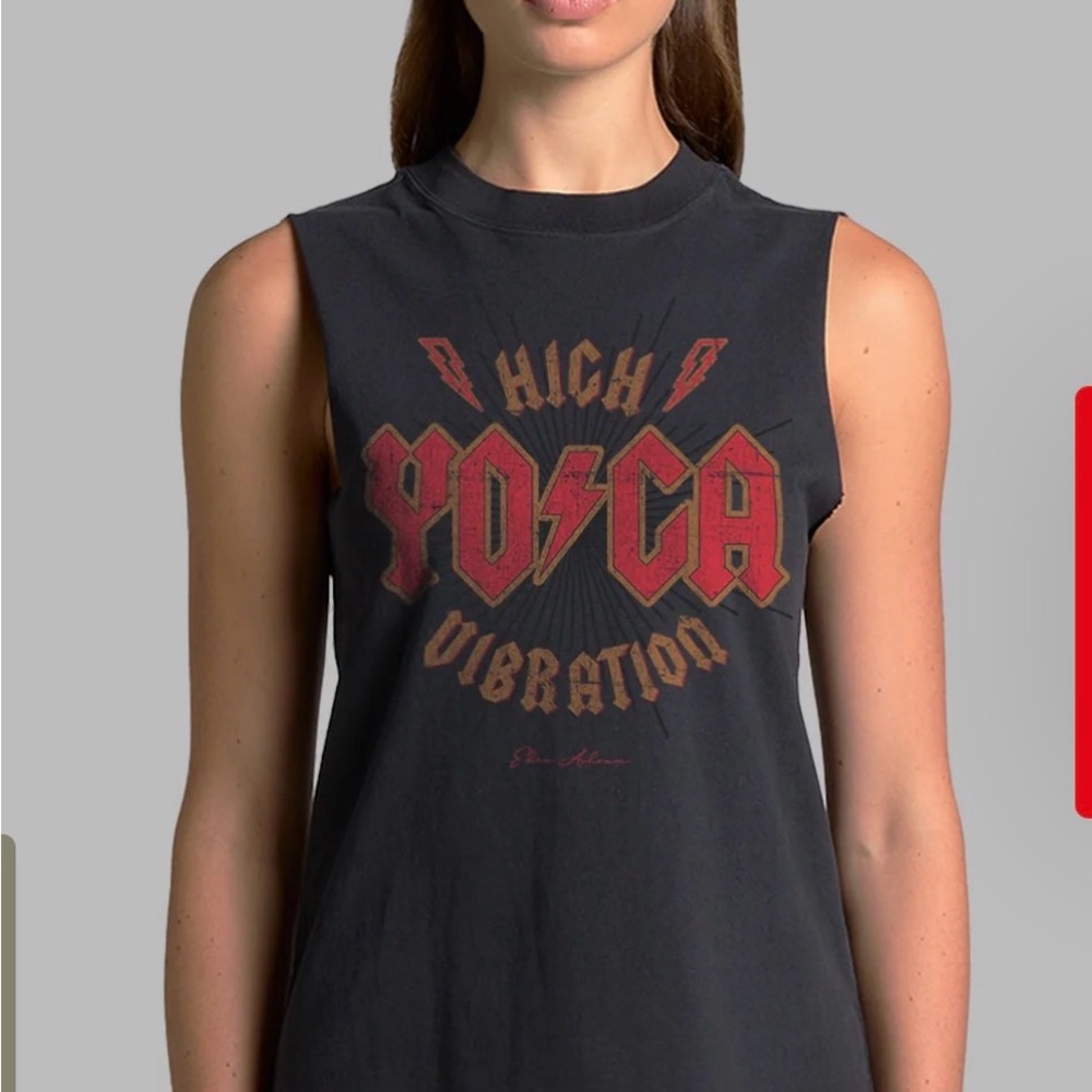 Eden Ashram Black Graphic Sleeveless Top